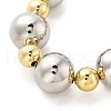 Brass Round Beaded Stretch Bracelets for Women BJEW-S159-01C-3