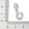 Brass Clear Cubic Zirconia Horseshoe European Dangle Charms KK-Q028-56P-3