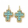 Brass Micro Pave Clear Cubic Zirconia Pendants ZIRC-F135-24G-04A-2