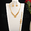 Elegant Middle Eastern Brass Flower Bracelets & Earrings & Necklaces Set for Women's Parties SI2075-4