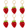 6Pcs Handmade Crochet Wool Strawberry Keychains KEYC-NB00003-1
