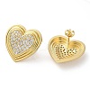 Heart Rack Plating Brass Micro Pave Clear Cubic Zirconia Stud Earrings for Women EJEW-A045-04G-2