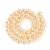 UV Plating Pearlized Glass Pearl Beads Strands GLAA-F128-01B-T6-3