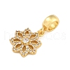 Brass Micro Pave Clear Cubic Zirconia Flower European Dangle Charms KK-Z110-01G-2