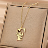 304 Stainless Steel Flower Initial Pendant Necklaces WGE911E-06-1