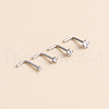 316 Surgical Stainless Steel Crystal Rhinetone Flat Round L-Shaped Nose Rings WGCD50A-01-2