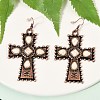 Alloy Synthetic Turquoise Dangle Earrings for Women EJEW-U053-13R-1