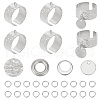 DELORIGIN DIY Flat Round Charms Cuff Ring Making Kit DIY-DR0001-22P-1