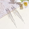 Anti-Tarnish Rhodium Plated 925 Sterling Silver Chain Tassel Dangle Hoop Earrings JE1038A-4