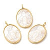 Rack Plating Brass Pave Shell Pendants KK-G488-02G-1