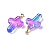 Two Tone Transparent Glass Pendants GLAA-A004-02F-2