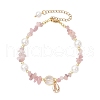 Natural Rose Quartz & & Quartz Crystal Chip Beaded Bracelsets BJEW-JB11917-03-2