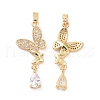 Brass Micro Pave Clear Cubic Zirconia Pendants KK-E068-VC412-1