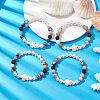 8mm Round Gemstone & Shell Pearl Beaded Stretch Bracelets BJEW-JB10317-2