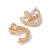 Golden Brass Micro Pave Cubic Zirconia Fold Over Clasps KK-B100-037G-3