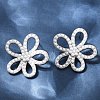 Flower Brass ABS Imitation Pearl Stud Earrings EJEW-M082-07P-2