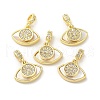 Brass Micro Pave Clear Cubic Zirconia European Dangle Charms BSHE-Z003-07G-2