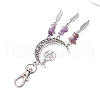 Tibetan Style Alloy Moon with Feather Pendant Decorations HJEW-JM02322-5