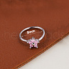 Bohemian Style 304 Stainless Steel Pave Pink Cubic Zirconia Hoop Nose Rings FS-WG96CDA-01-1
