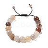 12.5mm Round Lilac Natural Quartz Braided Bead Bracelets for Women Men BJEW-C060-01G-1