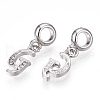 Platinum Rack Plating Alloy Rhinestone European Dangle Charms PALLOY-T048-36P-G-2