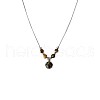 2Pcs Brass & Resin Imitation Tiger Eye Oval Round Pendant Multi-Layer Necklaces FS-WG4B863-01-5