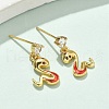 Snake Brass Micro Pave Clear Cubic Zirconin Dangle Stud Earrings EJEW-D318-09G-3