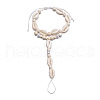 Bohemian Style Natural Cowrie Shell & Plastic Imitation Pearl & Waxed Cord Adjustable Toe Ring Anklets FS-WG56DB4-01-5