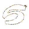 Colorful Enamel Oval & Dapped Link Chain Necklace NJEW-Q315-01G-3