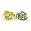 Heart Shaped Polymer Clay Rhinestone Beads PORC-N010-01-2