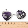 Natural Amethyst Heart Pendants G-S391-01P-L-3