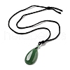 Natural Green Aventurine Pendant Necklace with Nylon Cord for Women NJEW-L464-A07-3