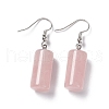 Natural Rose Quartz Cylindrical Dangle Earrings EJEW-D188-01P-05-1