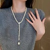Alloy & Glass Pearl Round Beaded Y Necklaces for Women FS-WGF55A0-01-2