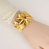Elegant Floral 304 Stainless Steel Cuff Bangles for Women NF5675-2-4