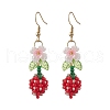 Flower 304 Stainless Steel Glass Seed Beads Dangle Earrings EJEW-MZ00470-01-2