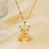 Elegant Brqass Full Clear Cubic Zirconia Mini Bear Pendant Necklaces WF3918-5