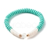 Round Stone & Polymer Clay Heishi Beads Stretch Bracelets Sets BJEW-JB07436-4