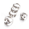 5Pcs Moon & Flower Alloy with Crystal Rhinestone Cuff Rings FS-WGA9DDB-01-4