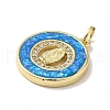 Rack Plating Brass Micro Pave Cubic Zirconia with Synthetic Opal Pendants KK-D088-18G-3
