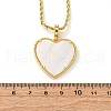 Brass White Enamel Heart Pendant Necklaces for Women NJEW-K381-10G-5