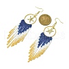 Ring with Starfish Tassel Glass Seed with Brass Dangle Earrings EJEW-MZ00145-3