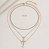 Stainless Steel Inverted Triangle Hollow Pendant Double Layer Necklaces for Women KA5350-2
