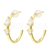 Real 18K Gold Plated Brass Ring Stud Earrings EJEW-L270-10G-02-1