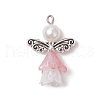Glass Beads with Acrylic Bead Caps and Alloy Beads and ABS Plastic Imitation Pearl Round Beads and Iron Flat Head Pins Pendants PALLOY-JF03627-3