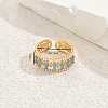 Bohemian Style Brass Micro Pave Cubic Zirconia Adjustable Cuff Rings for Women EM2078-2