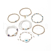 7Pcs 7 Style Evil Eye Lampwork & Glass Seed & Brass Beaded Stretch Bracelets Set for Women BJEW-JB09249-02-4