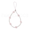 Natural Rose Quartz & Glass Seed Round Beaded Phone Hand Strap Chains HJEW-JM03363-03-2