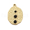 304 Stainless Steel Natural Obsidian Pendants STAS-H235-09G-01-1