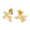 Rack Plating Brass Unicorn Stud Earrings for Women EJEW-A101-01G-2